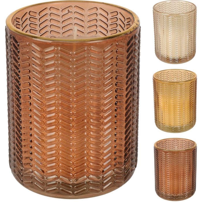 CANDELA IN VETRO 12CM 3ASS